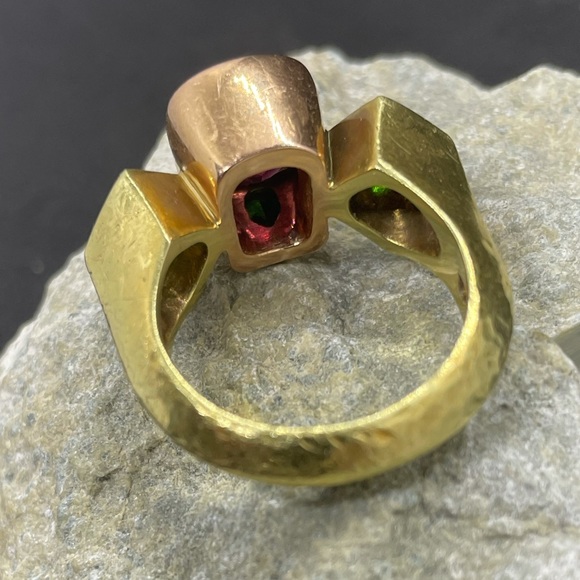 18K gold and rose gold custom made ring - Picture 7 of 10